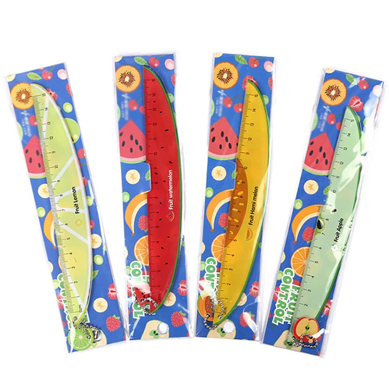 1PC Kawaii Fruit Ruler 15cm Cartoon Plastic Straight Ruler For Gifts Office School Supply Cute Stationery Candy Color Rulers