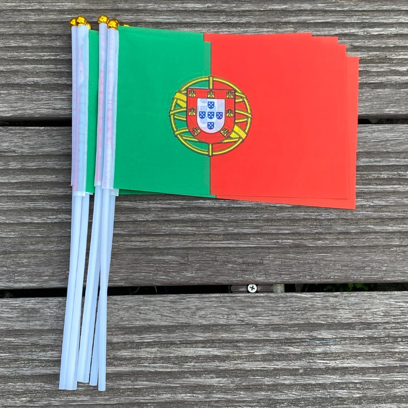 xvggdg  100pcs  14 * 21cm   Portugal  hand  flag Portugal  Hand Waving National Flag