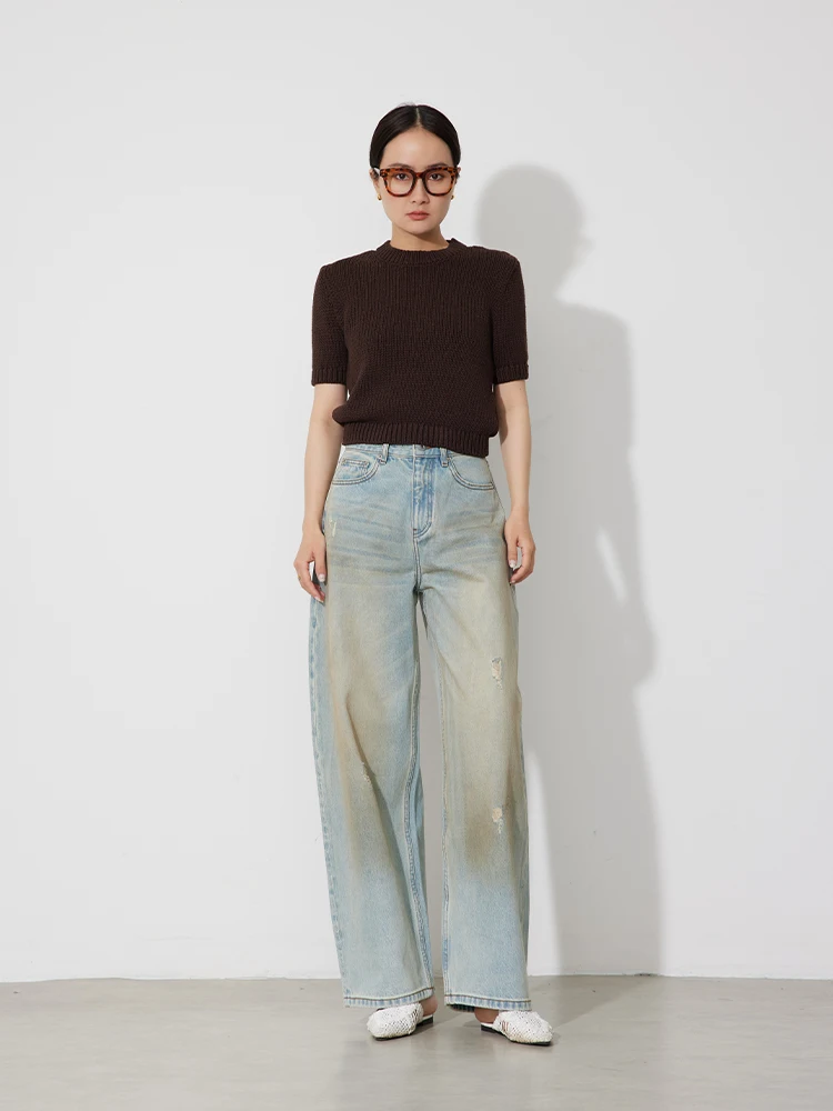 

Женские джинсы с высокой талией и широкими штанинами, с принтом в виде брызг краски, из денима, весенняя новинка, повседневные брюки RUGOSAM из хлопка