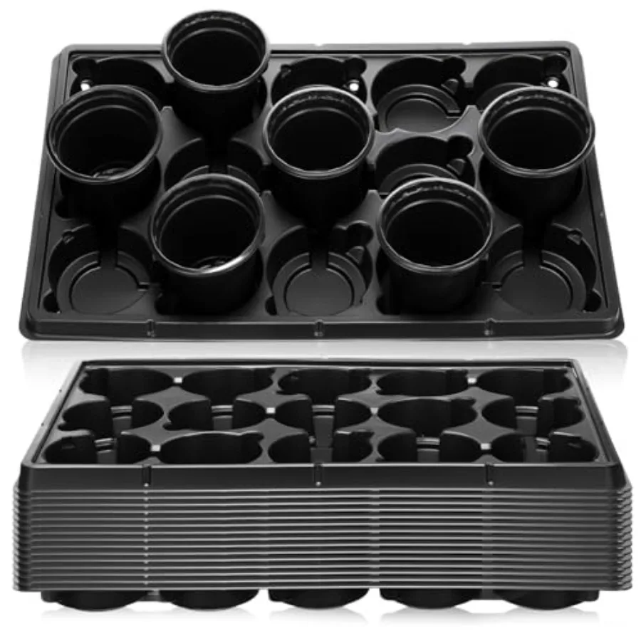 

Набор поддонов Baderke на 15 ячеек для круглых горшков 4 дюйма, утолщенные прочные поддоны для рассады, лотки для переноски и хранения горшков для растений