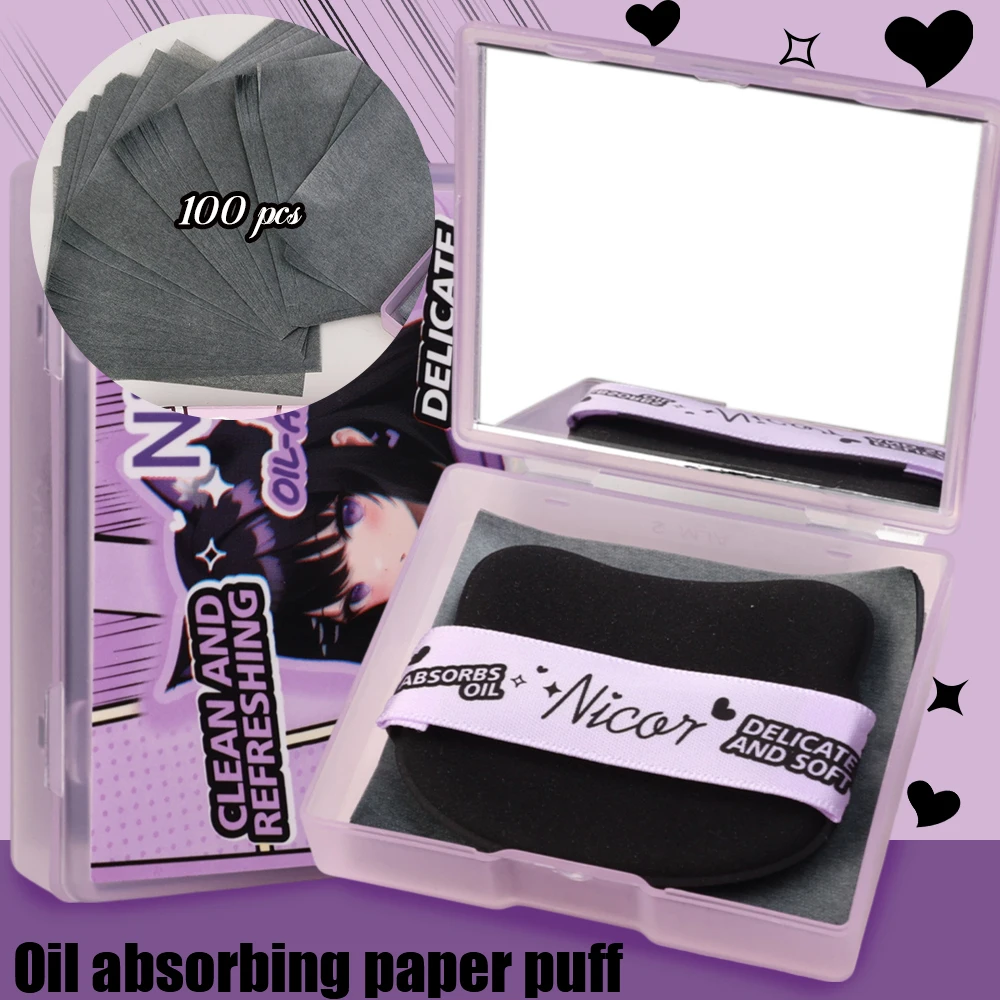 100 Pcs Of Portable Facial Oil-Absorbing Paper With Mirror Matte Bamboo Charcoal Breathable Cleansing Facial Oil Control Paper