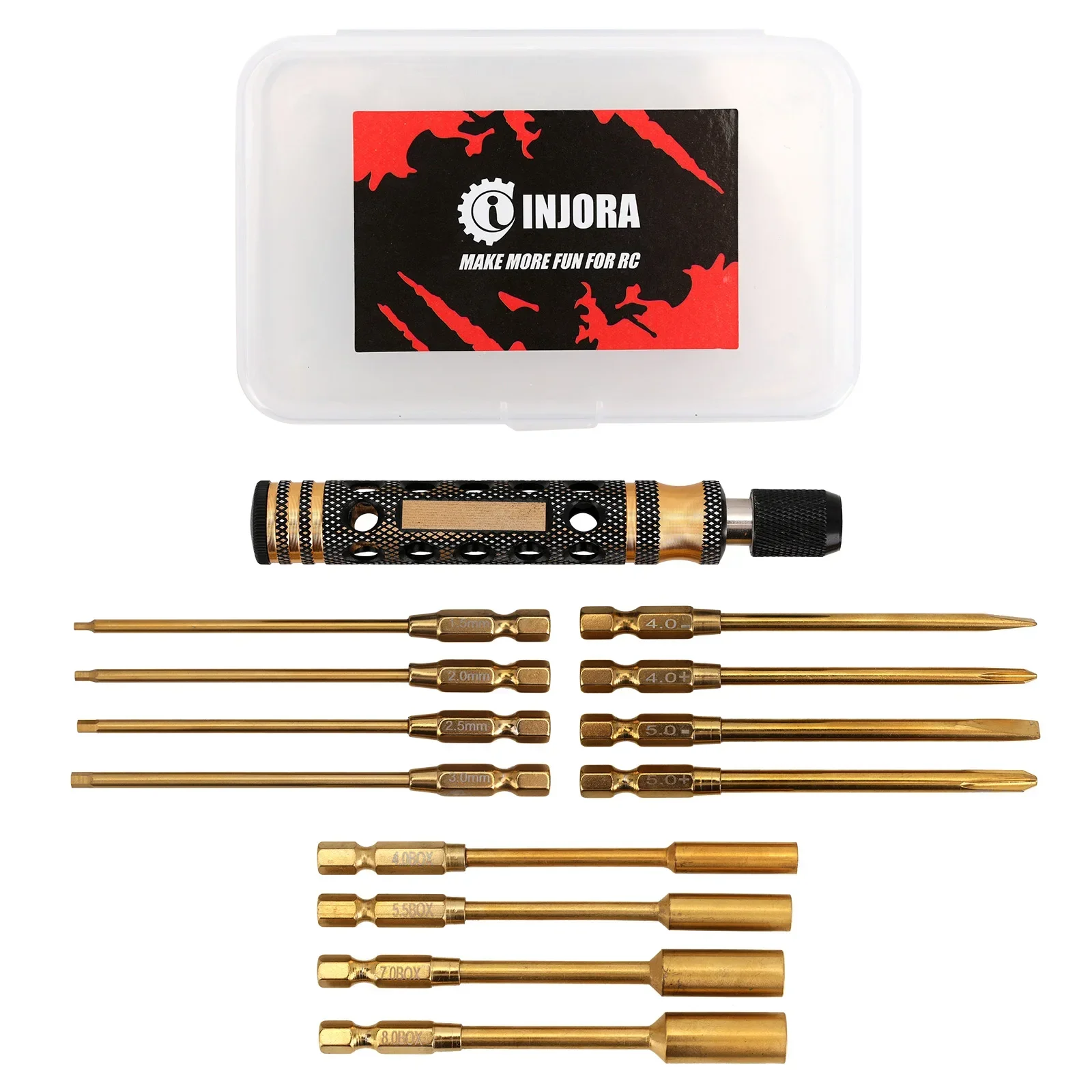 INJORA Zeskantschroevendraaier 1.5 2.0 2.5 3.0mm Quick Change Inbussleutel Inbussleutel Tool voor RC Auto Crawler SCX10 Boot Model
