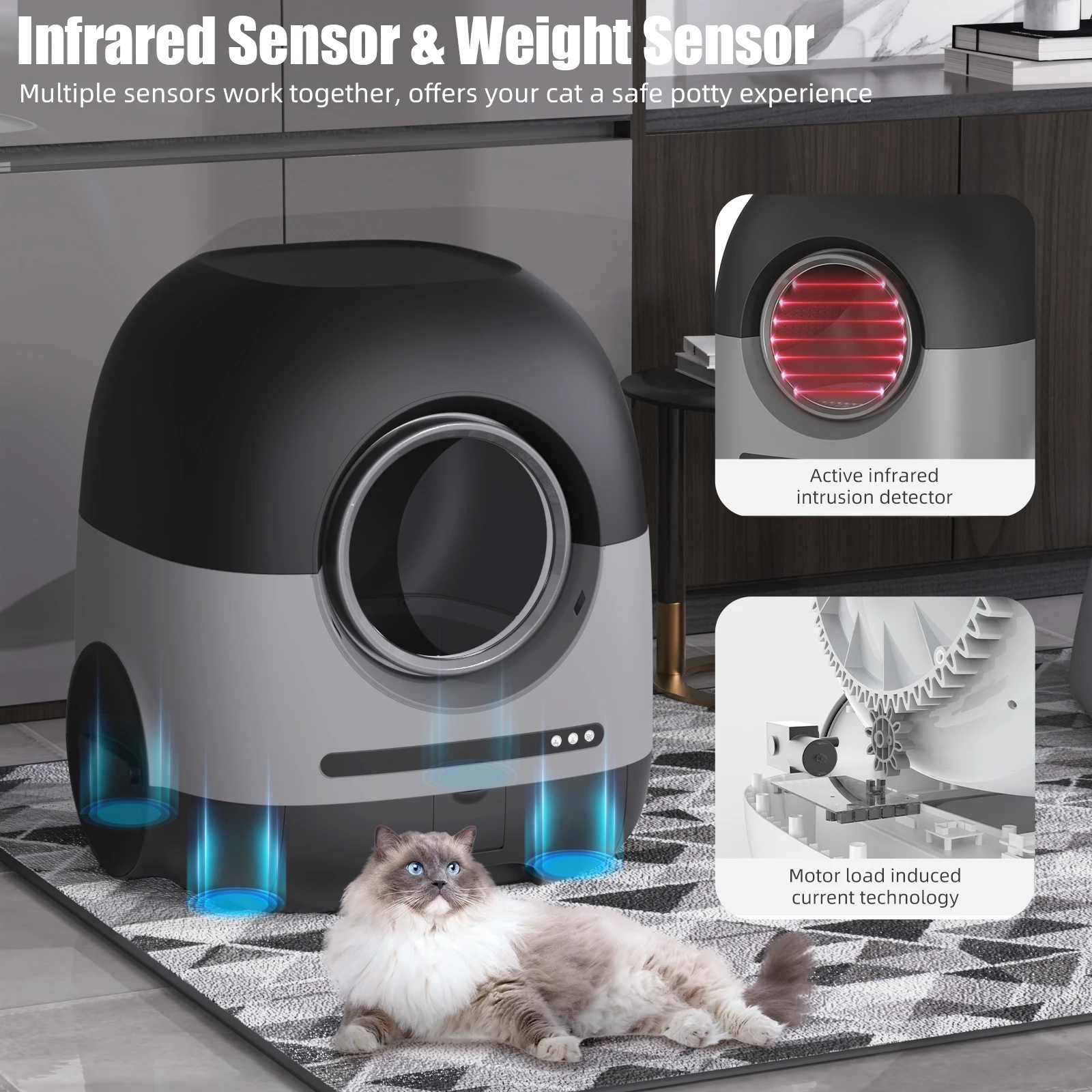 Automatic Cat Litter Box Enclosed Sandbox Self-cleaning Smart APP Control Toilet Bedpan for Cats Electronic Pet Supplies