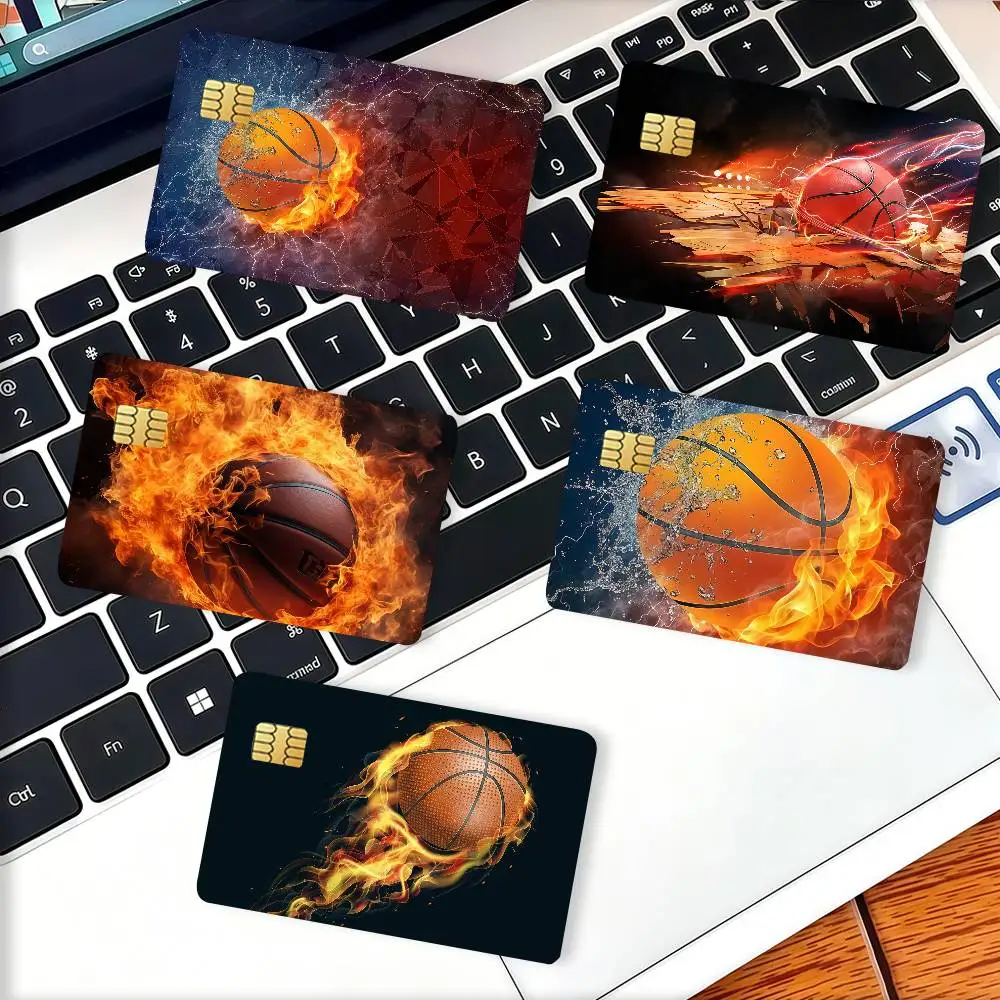 Basketball Credit Skin Cover Card Stickers 4PCS Film Bus Pass Front Decoration Bank Debit Waterproof