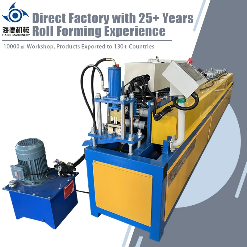Roll forming machine for high definition Omega profiles for greenhouse frames, galvanized cap purlins for construction