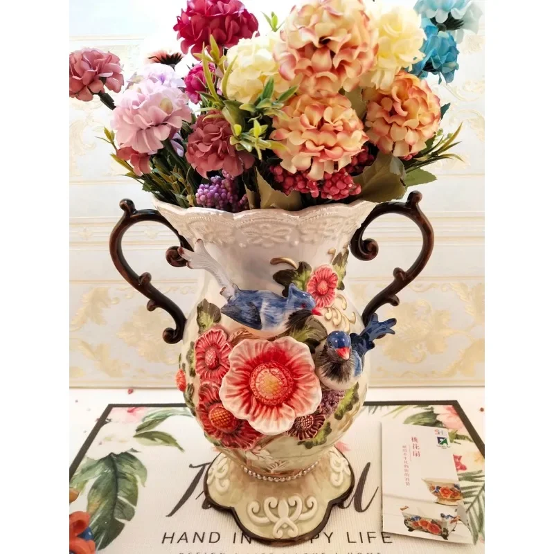 Export boutique pure hand-painted ceramic magpie large vase new home gift European flower ware