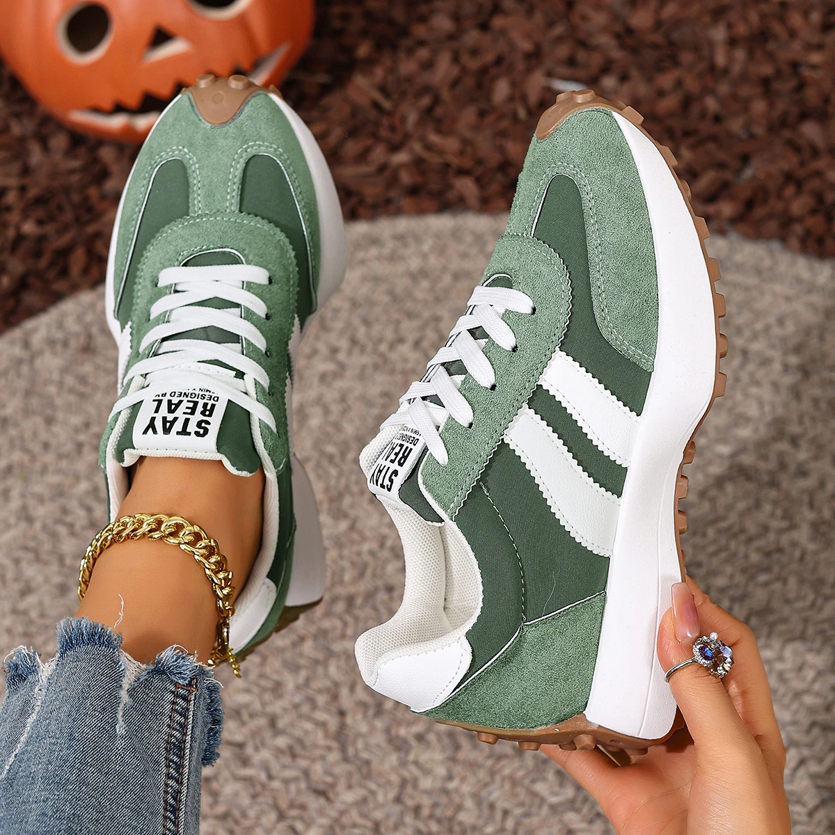 Trend Women Sneakers 2025 New Casual Flat Round Toe Sports Shoes Spring Autumn Sneakers Women Fashionable Designer Shoes Women view 6