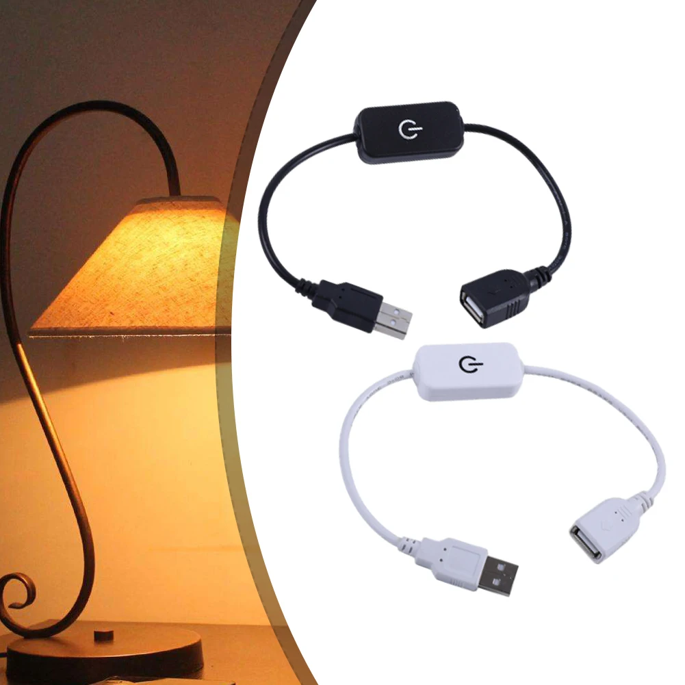 Imagem -02 - Cabo Usb Macho para Fêmea com Interruptor Ligado e Desligado Toque Controlador Dimmer em Linha para Lâmpada de Mesa Led Strip Light Botão Preto e Branco