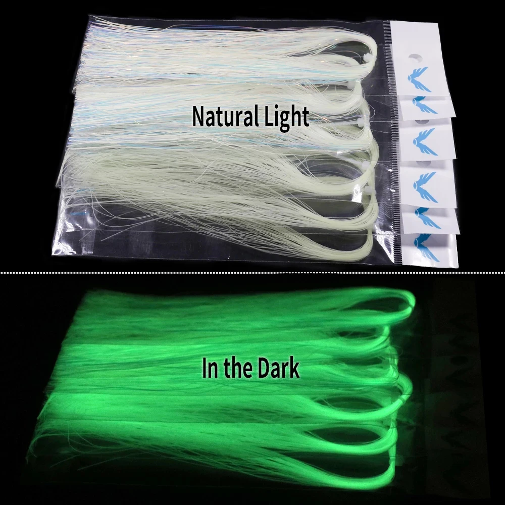 1pack/2packs Luminous Flashabou Tinsel Glow Synthetic Fiber Fly Tying Material for Assist Hook Jigs Lure Minnow Streamer Fly - view 6