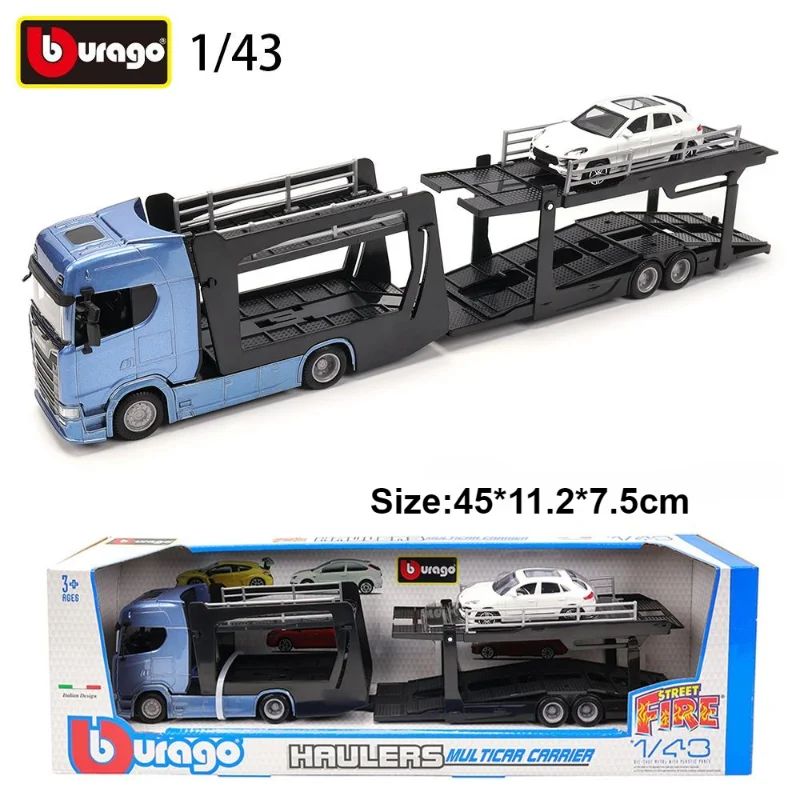 Bburago 1:43 Scania Urus Haulers Multicar Carries Double-decker Alloy Car Model Crafts Decoration Collection Toy Tools Gifts