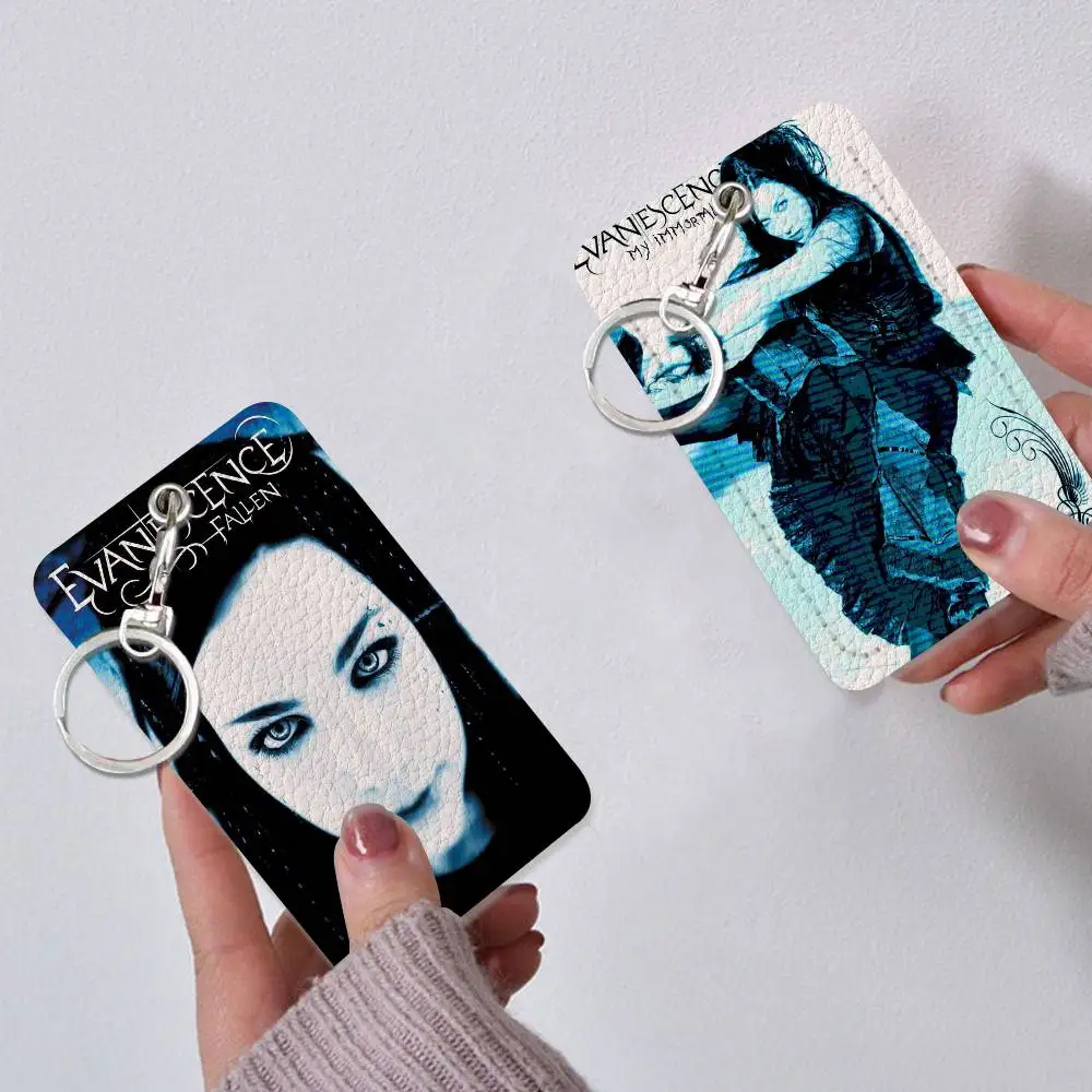 

1 шт. Элегантный кожаный чехол для карт Evanescence Band с брелоком, легкий кошелек для повседневного использования