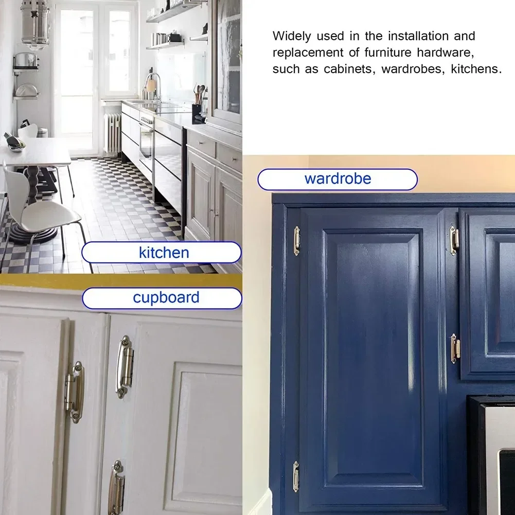 10pcs Self Closing Overlay Flush Cabinet Hinge Heavy Duty Door Cupboard Hinges For Household Decor Hardware