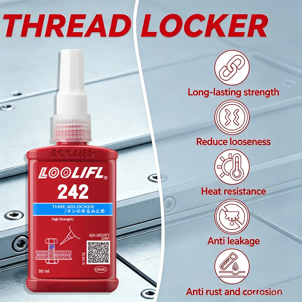 Loolifl High Strength Thread Locking Glue Anti Vibration Oilproof Thread Sealer Fix Loose Bolts Nuts Car Maintenance Adhesive - view 3