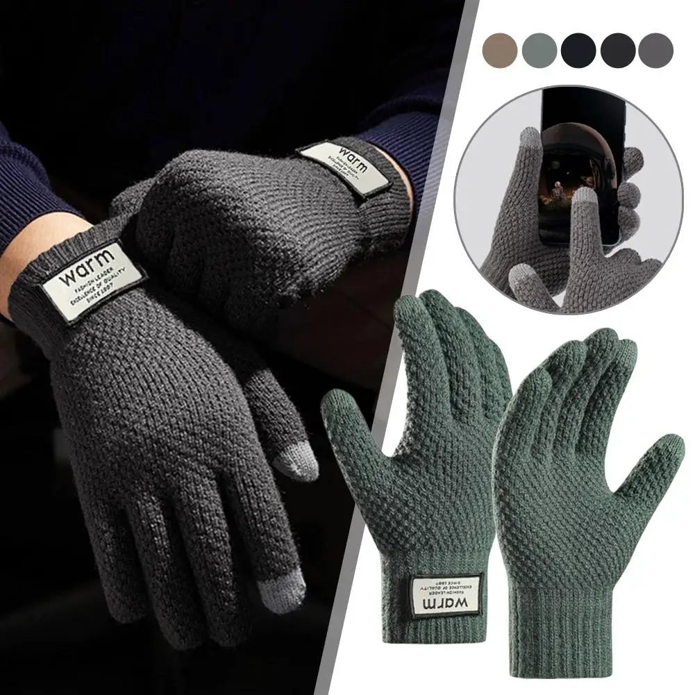 2025 NEW Warmkeep Cotton Gloves Winter Thick Fleece Gloves Can Use Phone Coldproof Warm Wool Knitted Gloves