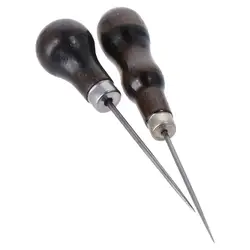 3Pcs Wooden Handle Scratch Awl Tool,Leather Punch Hole Craft,Sewing Awl Leather Craft Repair Tools