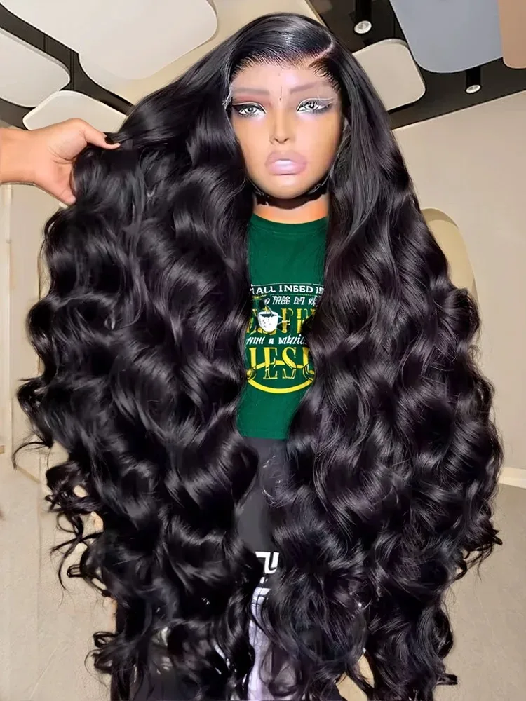 

Mossily 250 Density 30 36 Inch Body Wave HD Transparent 13x4 Lace Frontal Human Hair Wigs Black Water Wave For Women Pre Plucked
