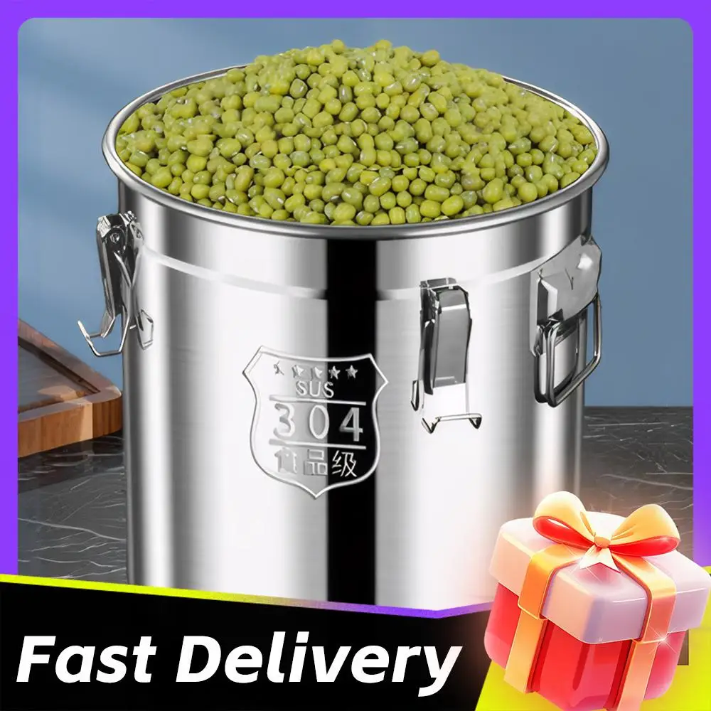 

Контейнер для хранения продуктов из нержавеющей стали 304, 6/12/21/33 л, кухонный канистра для масла, сахара, молока, для домашнего использования