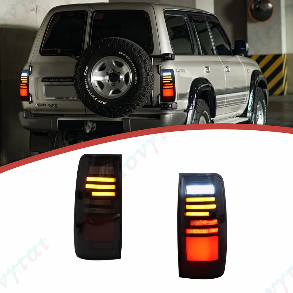 Pair LED Taillights For 1989-1991 1997 Toyota Land Cruiser 80 LC80 FJ80 FZJ80 Taillamp Taillight Rear Lamp Turn Signal Light