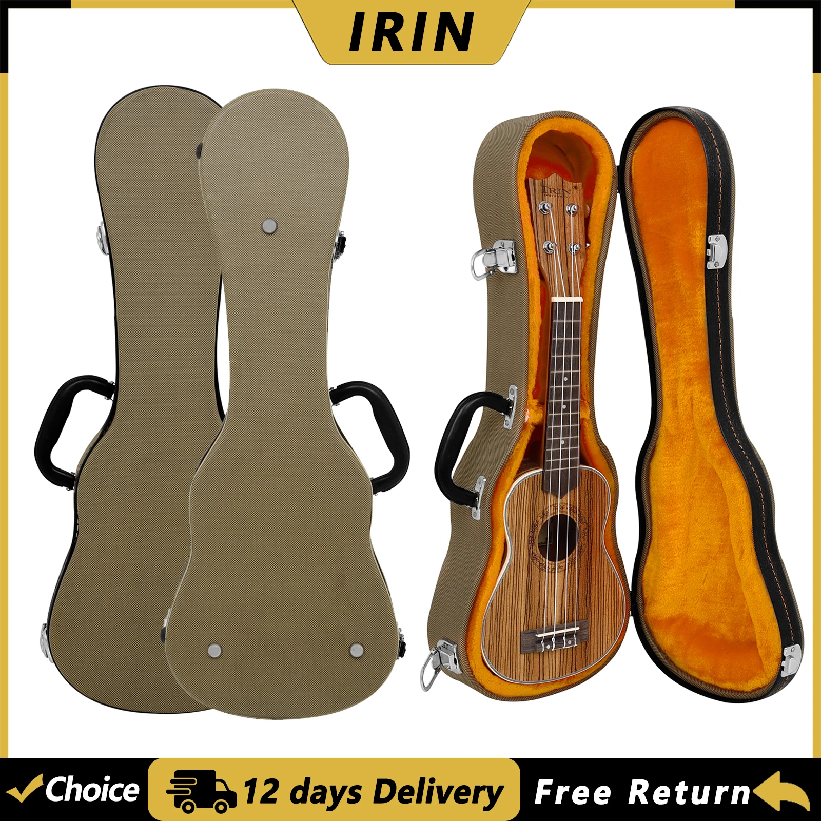 IRIN 23 Inch Ukulele Case Leather Ukulele Mini Guitar Bag Drop Resistance Moisture-Proof Waterproof Ukulele Guitar Accessories