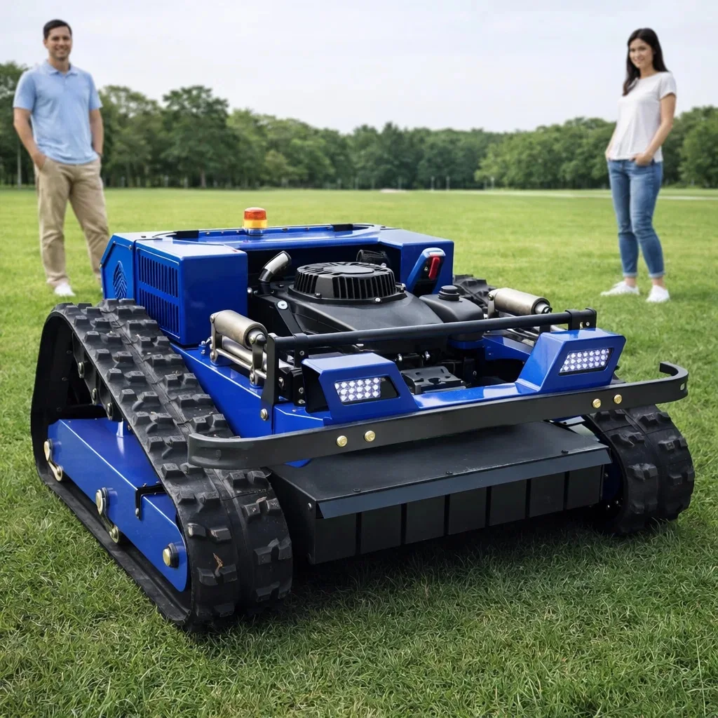 

Customized Family Helper Smart Remote Control Lawn Mower 4-Stroke Engine Tracked All Terrain For Forest Lawn