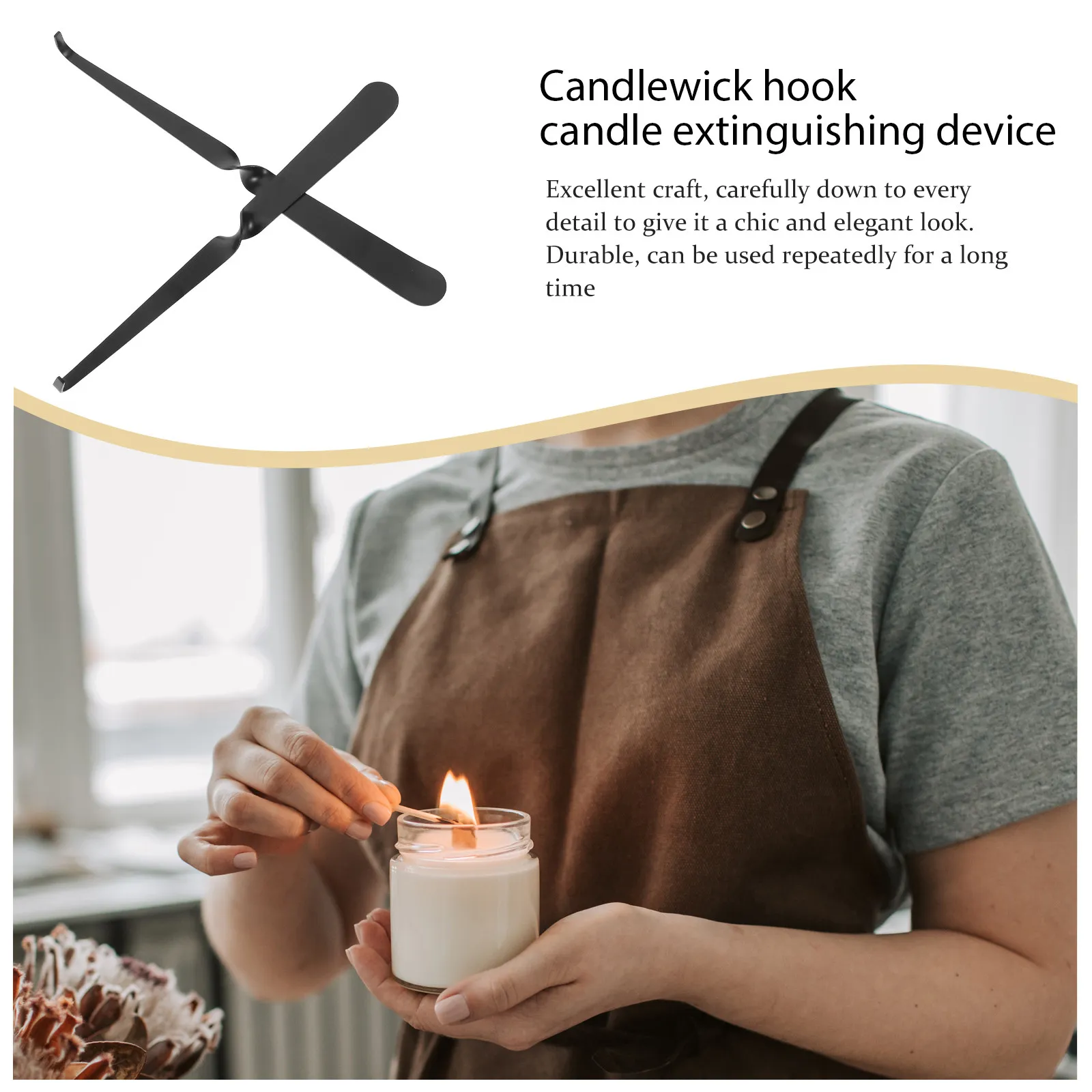 3Pcs Wick Extinguisher Hook Black Stainless Steel Twisted Dipper Tool Wick Control Snuffer for Scented Candles Home