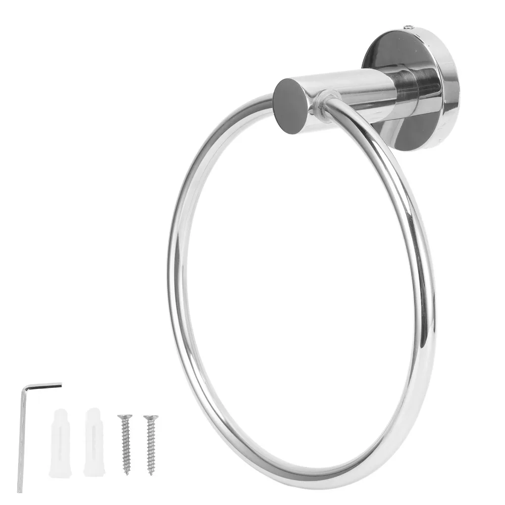 

Simple Stainless Steel Towel Ring Wall Mounted Rustproof Hand Towel Ring Round Durable Towel Rack Bathroom Kitchen Washroom