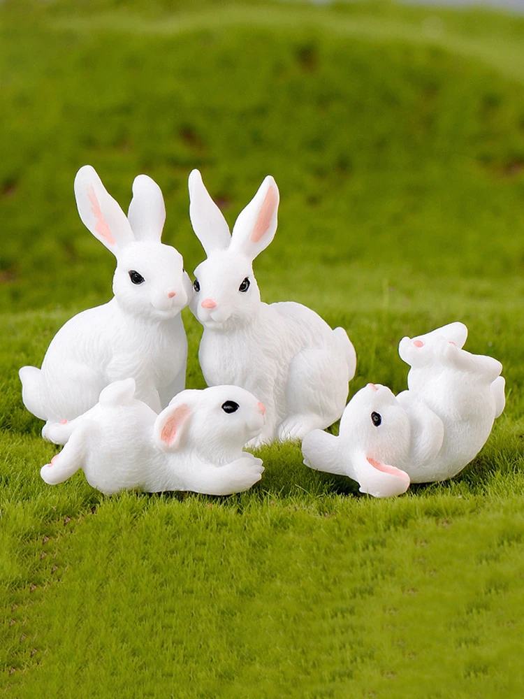 Lapin de Pâques l'inventaire en résine artisanale, mini lapin mignon, fournitures de jardin nickel é, figurine de maison, ornement de jardin animal, nouveau, 1 pièce
