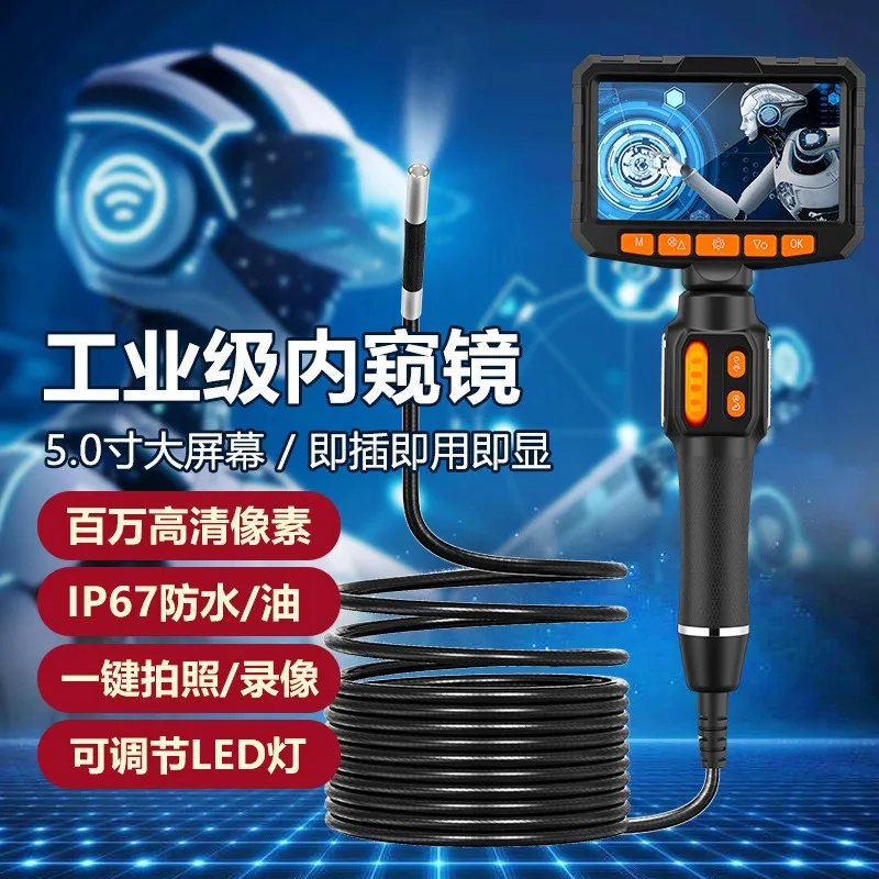 360 Degree Articulating Industrial Borescope Handheld Auto Repair Endoscope 6mm Camera with Screen Pipe Inspection Scope for Car