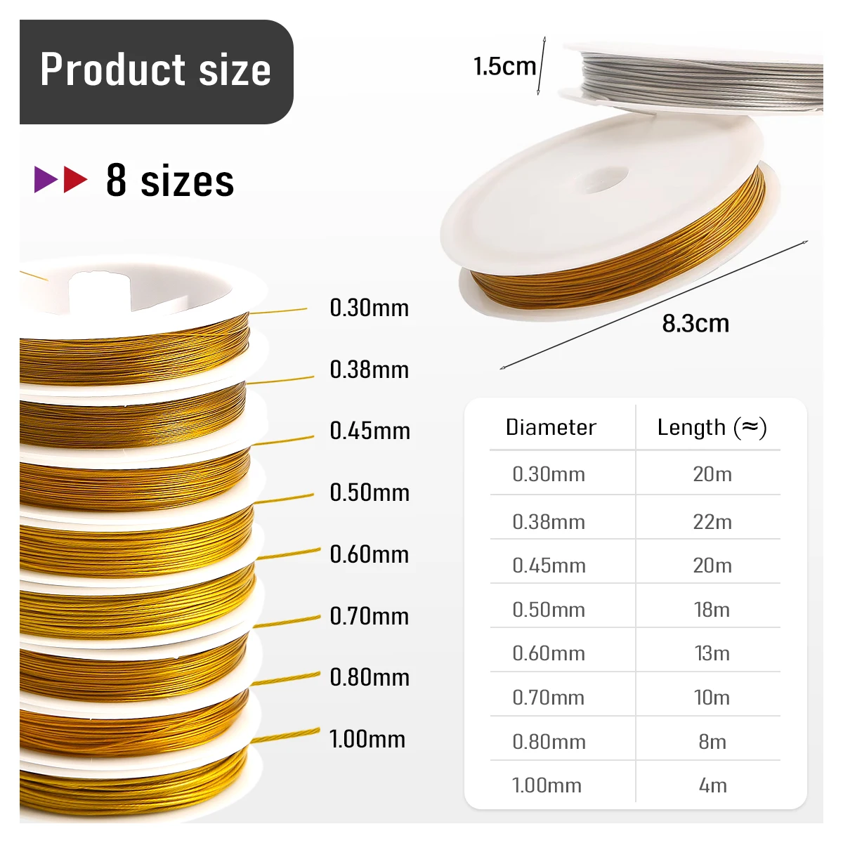 Fil de ligne en acier inoxydable solide de 0.3 à 1mm, cordon de perles, fil de sculpture de danse artisanale pour la fabrication de bijoux, artisanat de bricolage