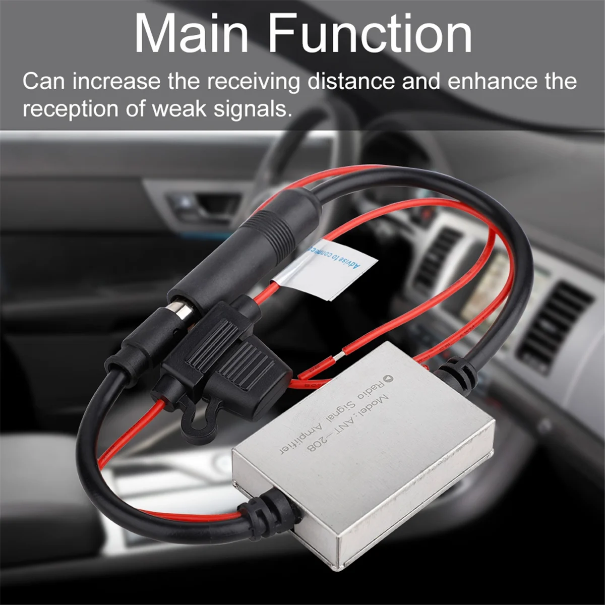 

AA91 FM Signal Amplifier Anti-Interference Metal Car Antenna Radio Universal Auto FM Booster Amp Automobile Parts
