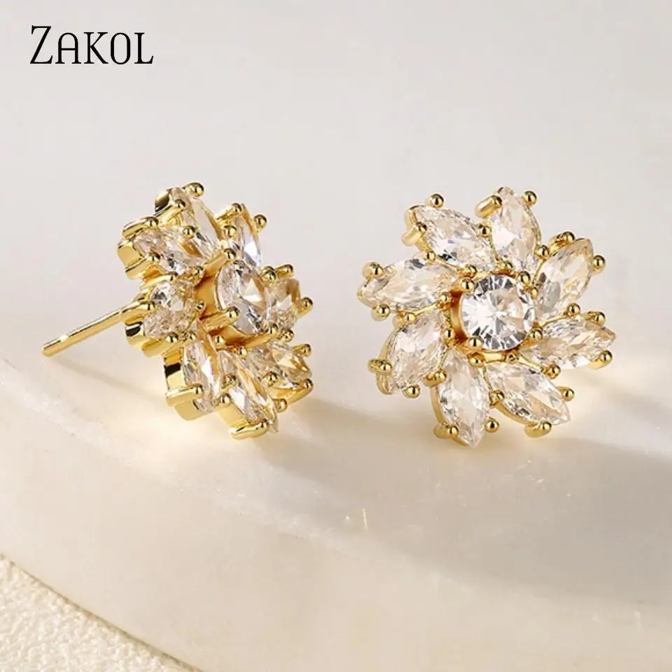 ZAKOL Sweet Cute Micro-set Zircon Stud Earrings Daily For Women Versatile Clearance Processing Jewelry Accessories Female