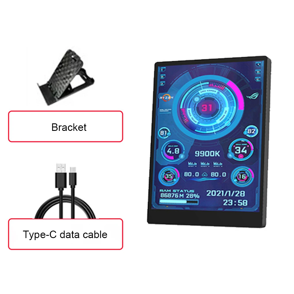 3,5-дюймовый дополнительный экран IPS типа C для компьютера, процессора, графического процессора, оперативной памяти, жесткого диска, 320x480, USB ЖК-монитор, свободно AIDA64 Windows 10 11