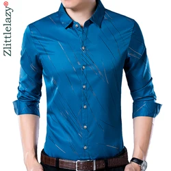 2022 marca fashions casual fino ajuste manga longa camisa masculina social streetwear roupas listrado camisas dos homens vestido de alta qualidade 861