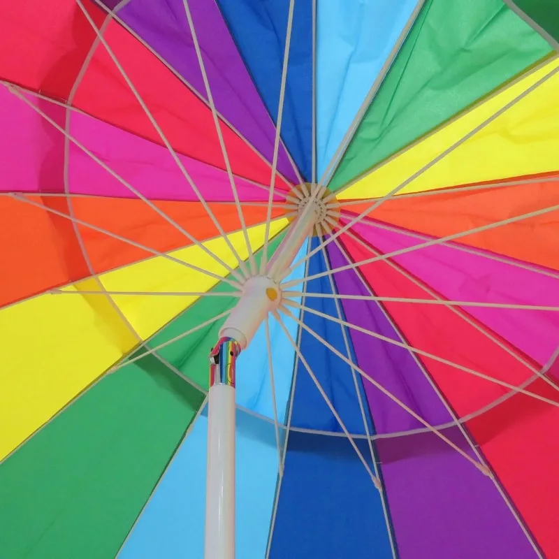 8 Feet Beach Umbrella, Rainbow  with sand anchor & Tilt Sun Shelter, Umbrellas Sunshade for Patio Garden Pool Backyard