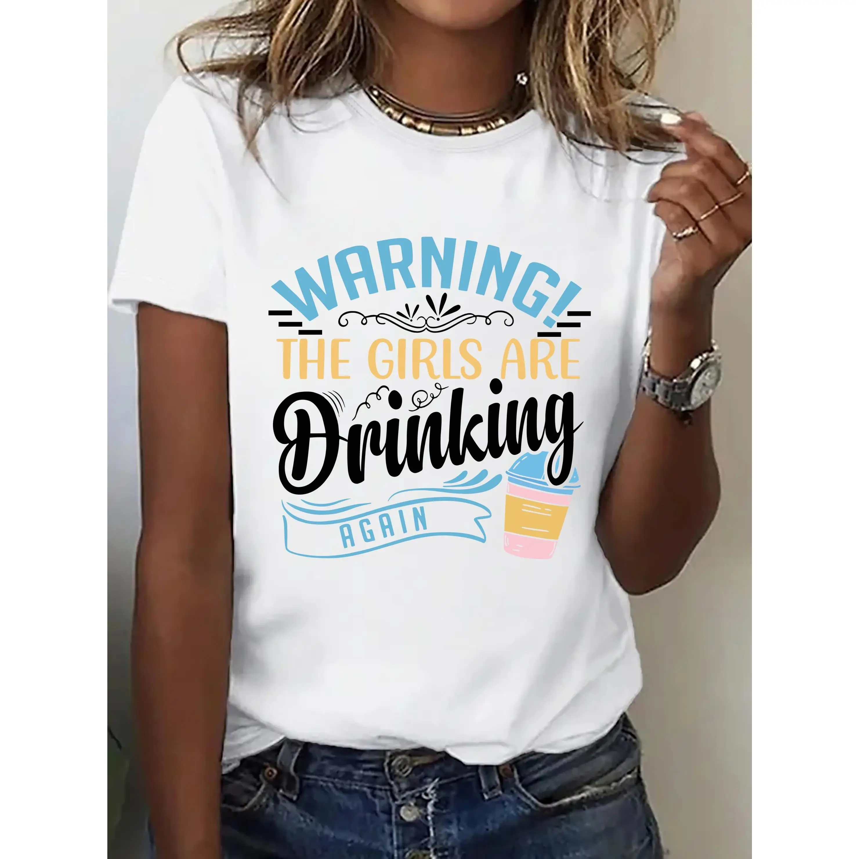 

Women's Funny Drinking T-Shirt | "Girls Are Drinking Again" Quote Graphic Tee | Party Night Bachelorette Gift Top