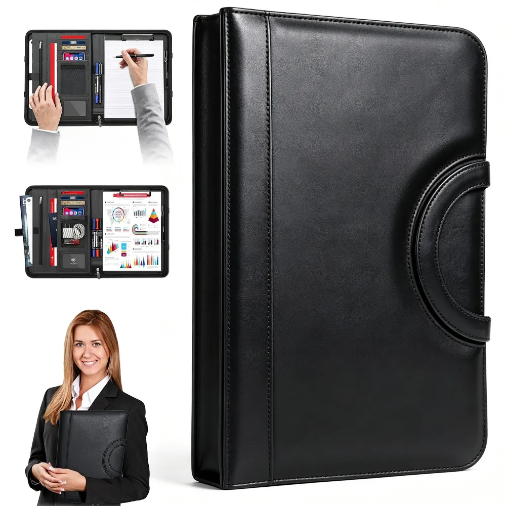 Sac de rangement portable pour documents, porte-documents en cuir imperméable, accessoire de rangement pratique à transporter à la main pour le bureau quotidien, les activités professionnelles et les voyages