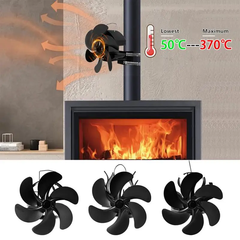 Heat Powered Stove Fan Fireplace Fan Wall Mounted Heat Powered Stove Fan Warm Thermal Fan Silent Non Electric Kitchen Supplies