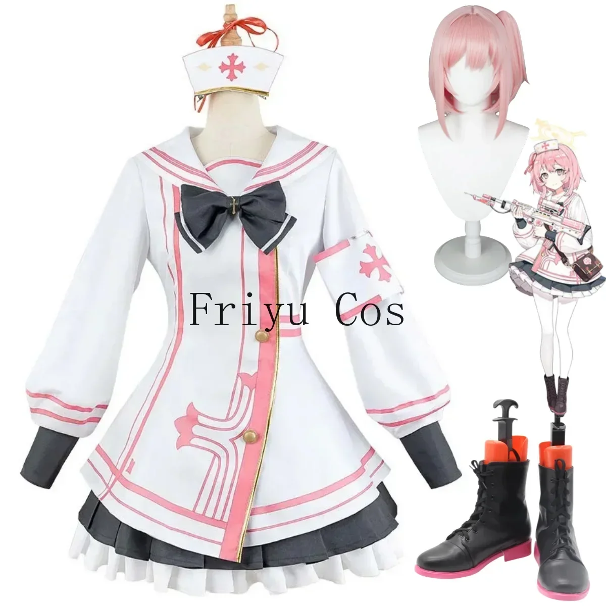

Anime Game Blue Archive Sumi Serina Cosplay Costume Wig Nurse Dress JK Uniform Skirt Shoes Woman Sexy Kawaii Carnival Party Suit