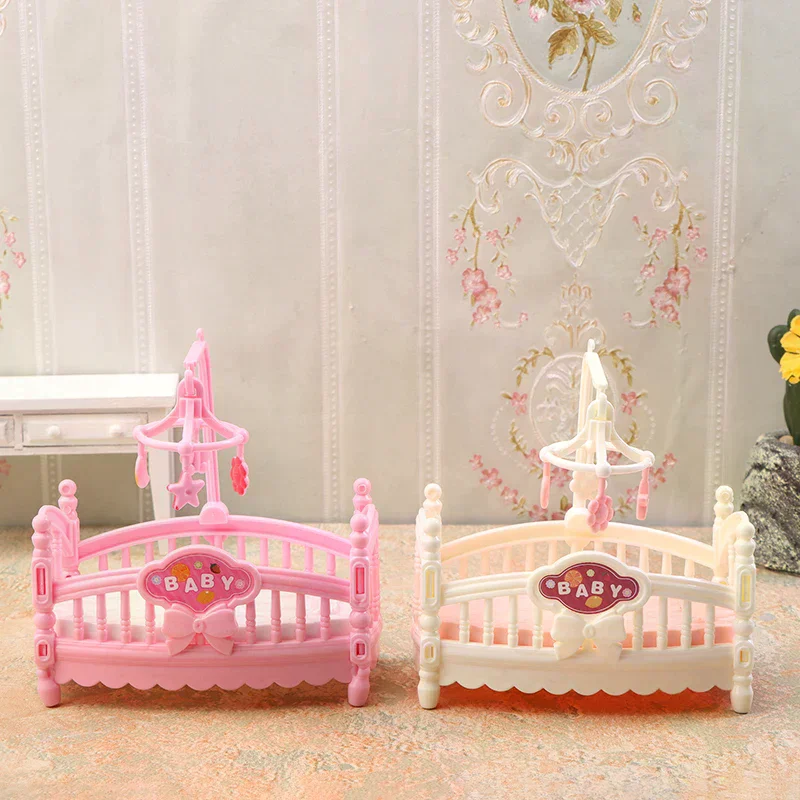 1/12 Dollhouse Simulation Mini Crib Baby Bed Model Dollhouse Bedroom Furniture Decoration Dolls House Accessories