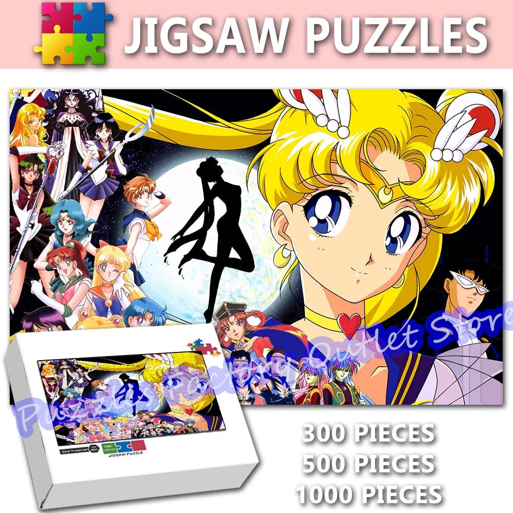 Sailor Moon Beauty Girl Anime Jigsaw Puzzles 300/500/1000 Pieces Cartoon Creative Puzzle Decompress Educational Kids Gifts