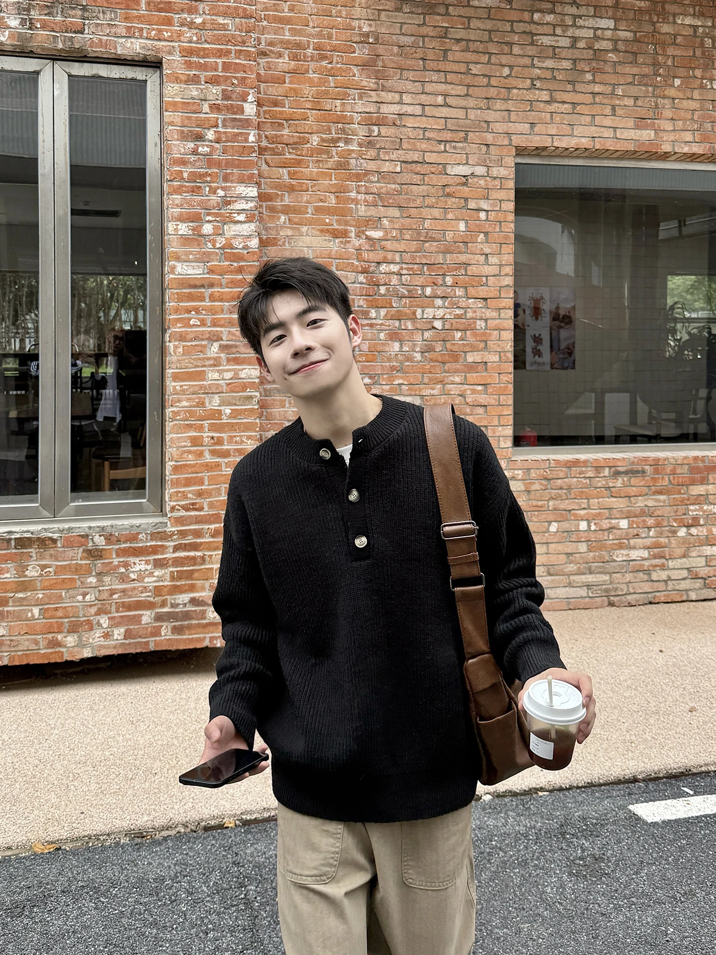 

Свободный открытый кардиган с воротником Bla Henry, вязаный свитер для мужчин, осенний новый Sle Lazy Faion, повседневный японский трикотаж