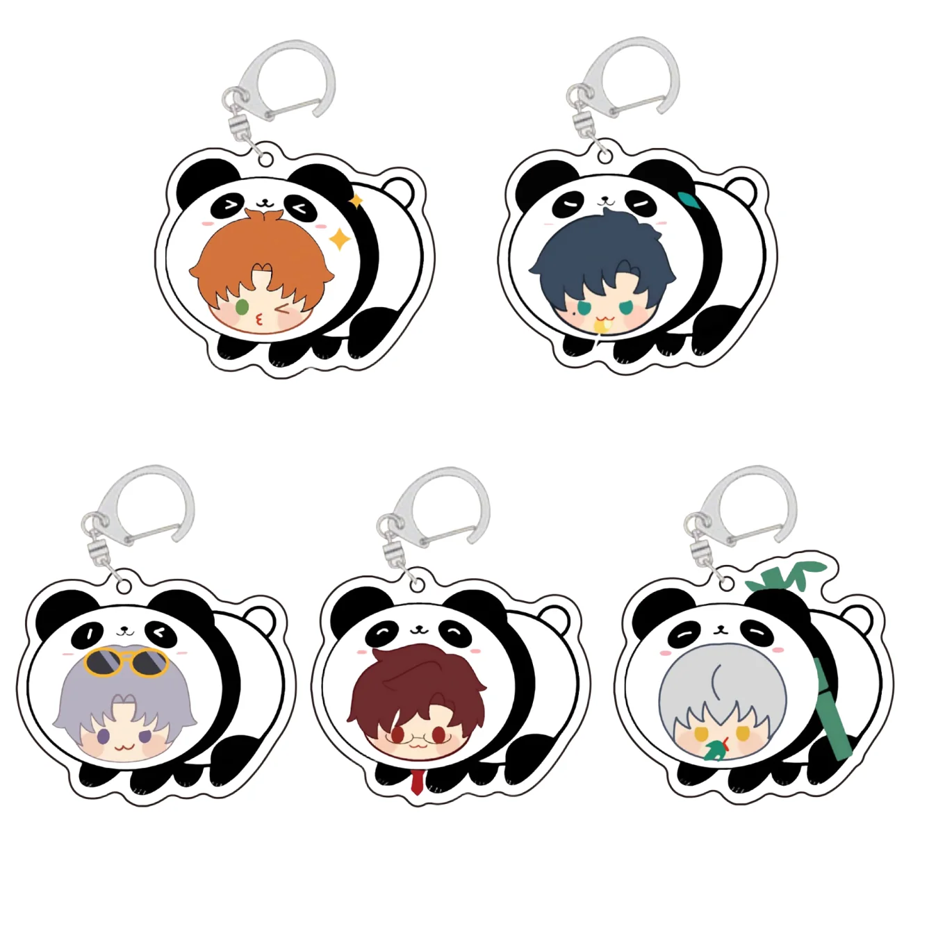 New anime light and night love keychain Panda series cute bag decoration acrylic keychain decorative accessories 6CM