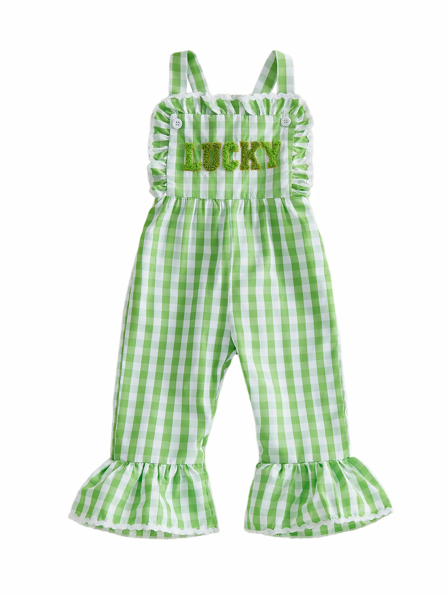 

Детские брюки-клеш в зеленую клетку с буквенным принтом для девочек, весенние брюки-клеш, наряд для празднования Дня Святого Патрика в Ирландии