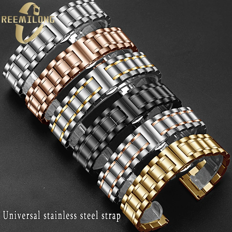 Stainless steel watch strap 14 16 18 19 20mm Universal multi-size selection silver black men and women's watchband For any brand