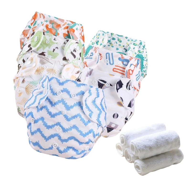 2PC Luiers + 10PC Inserts Kids Luiers Herbruikbare Luier Cover Verstelbare Kinderen Nappy Veranderende Baby Doek Luier