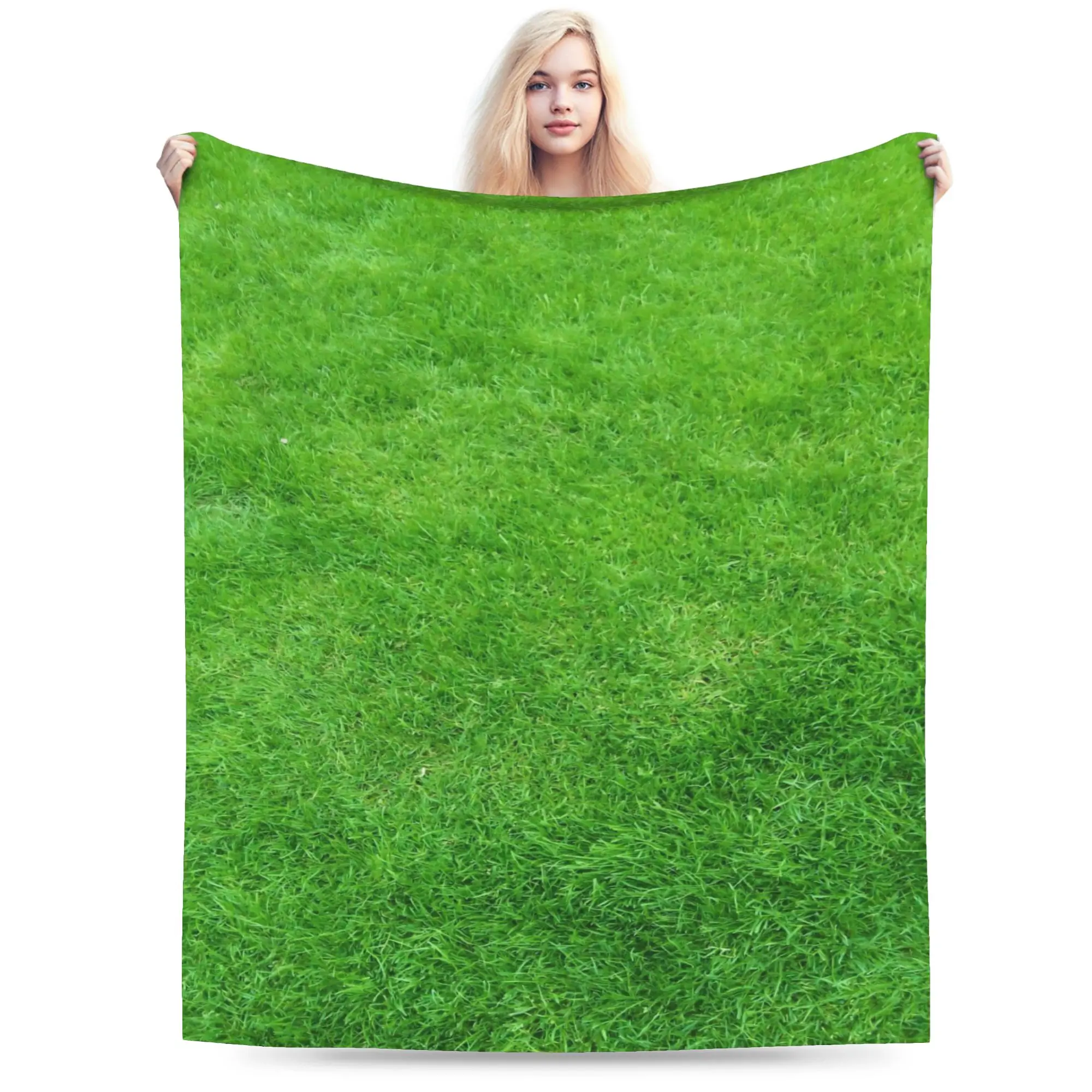 Y2K Green lawn grass  Blankets Lightweight Thin Fleece  Comfortable Throw Blankets Machine Washable