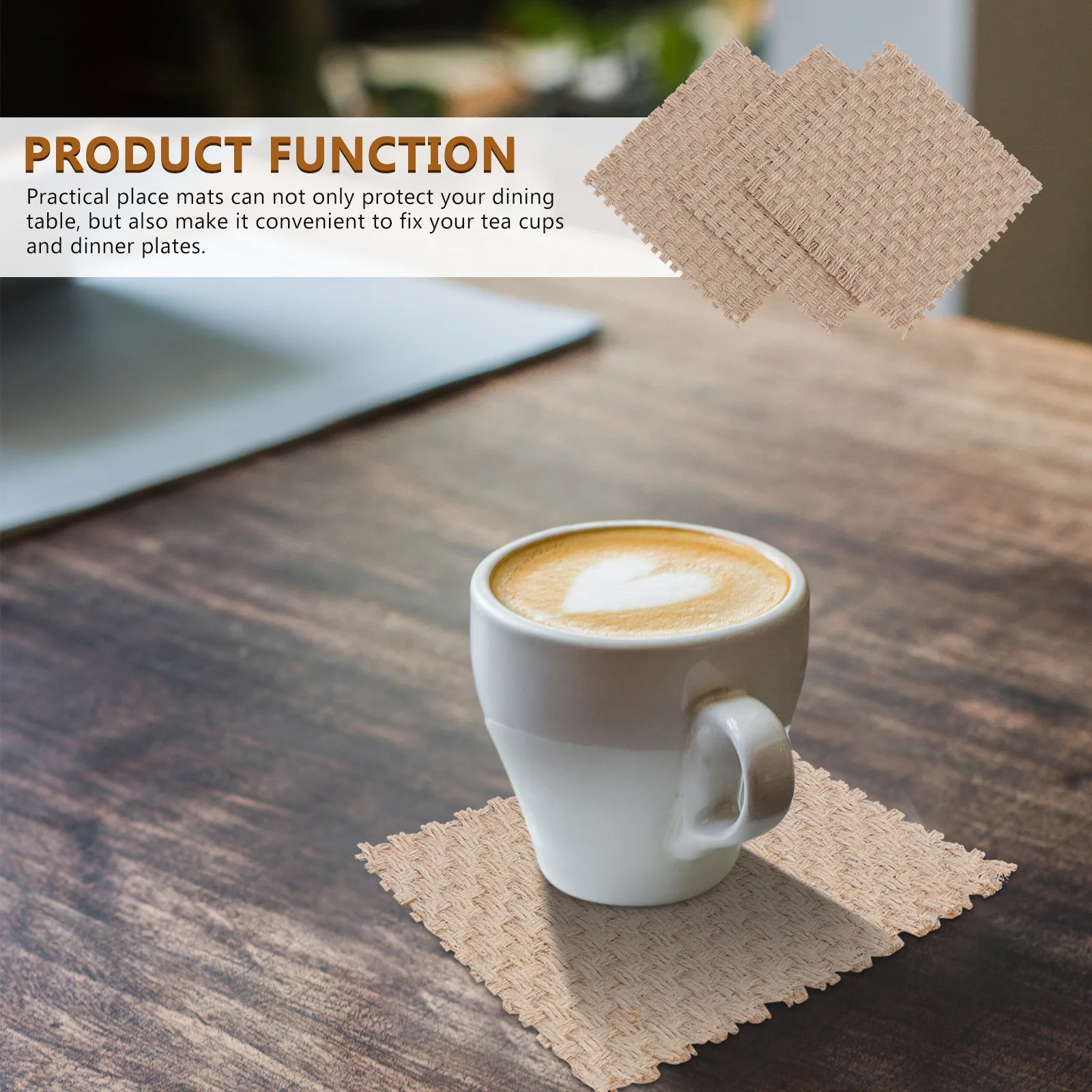 

6Pcs Retro Linen Place Mats Home Coasters Table Coaster Decor Photo Props Cafe Adornment Dinner Table Decoration Photography