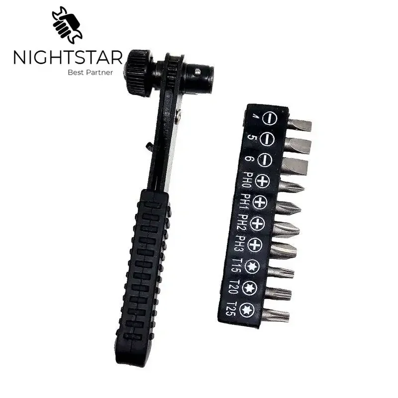 11Pcs ไขควงชุด Torx Multifunctional เปิดซ่อมชุดเครื่องมือไขควง Ratchet Handle ประแจปรับ