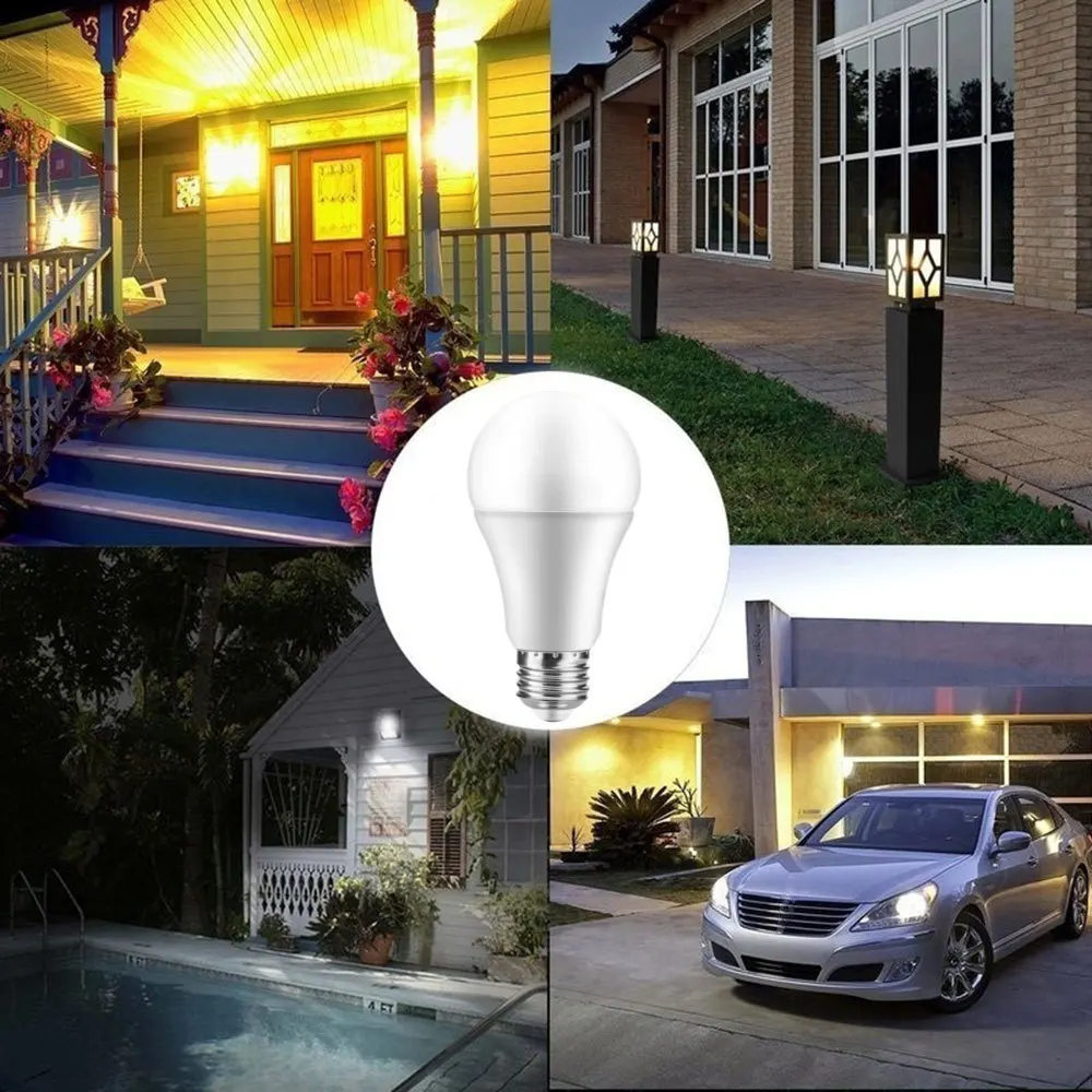 85-265V E27 LED Sensor Lamp Bulb IP44 9W 12W 15W Automatic Dusk To Dawn LED Day Night Light Sensor Bulb For Home Porch Hallway
