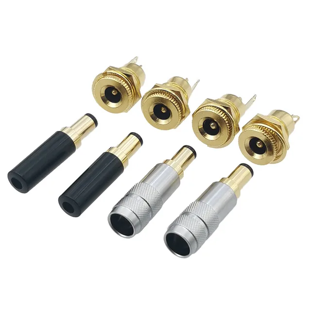 1szt Pozłacana wtyczka zasilania DC 5.5*2.1/2.5 10A Wysokoprądowa wtyczka zasilania DC DIY Drut lutowniczy 5.5x2.5 5.5x2.1 DC Męskie złącze żeńskie wtykowe